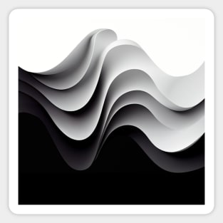 Black and White Graphic 3D Illusion of Waves Sticker